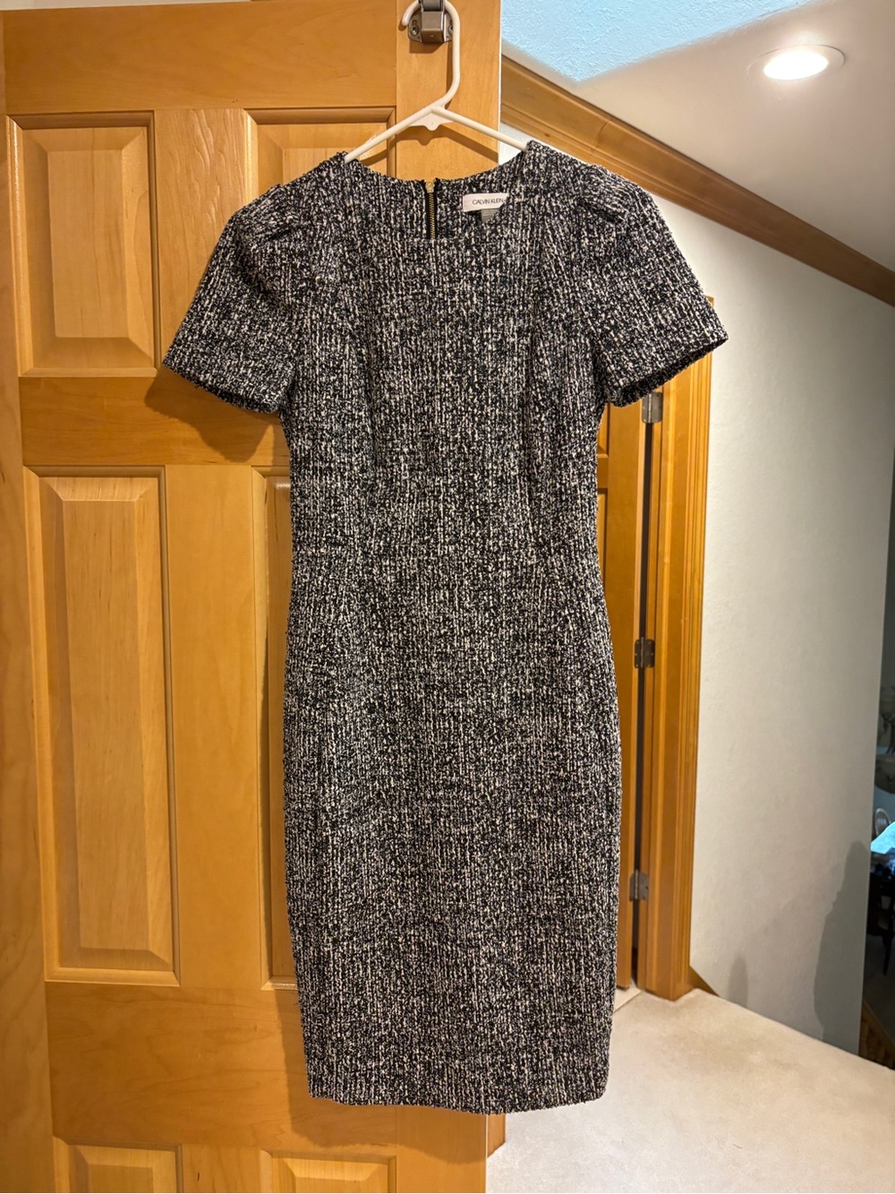 NWOT Classic Black & White Tweed Shift Dress - Calvin Klein